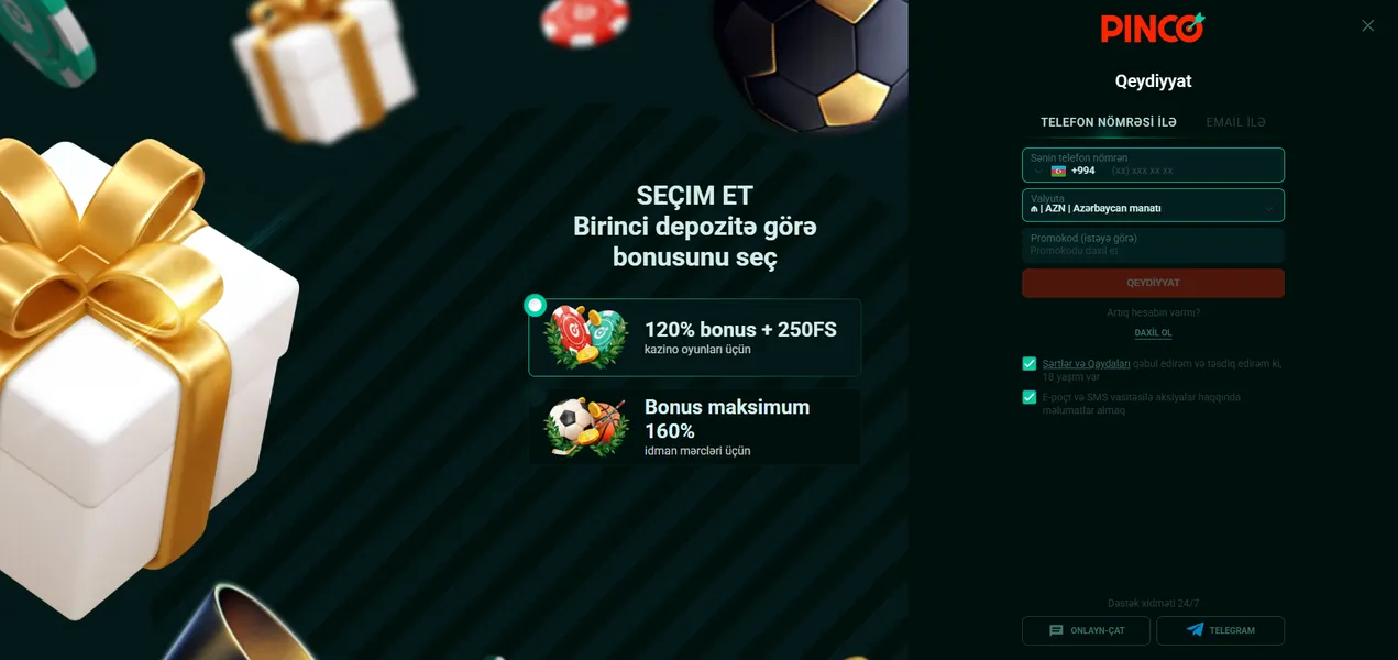 Bütün yeni oyunçular üçün xoş gəldin bonusu